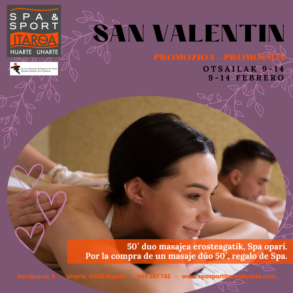 Masaje Relax, Relajante 50´ dúo Spa (San Valentin) • Spa Sport